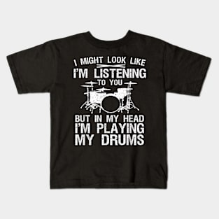 Funny Drummer Art For Men Women Drum Player Percussion Lover Kids T-Shirt